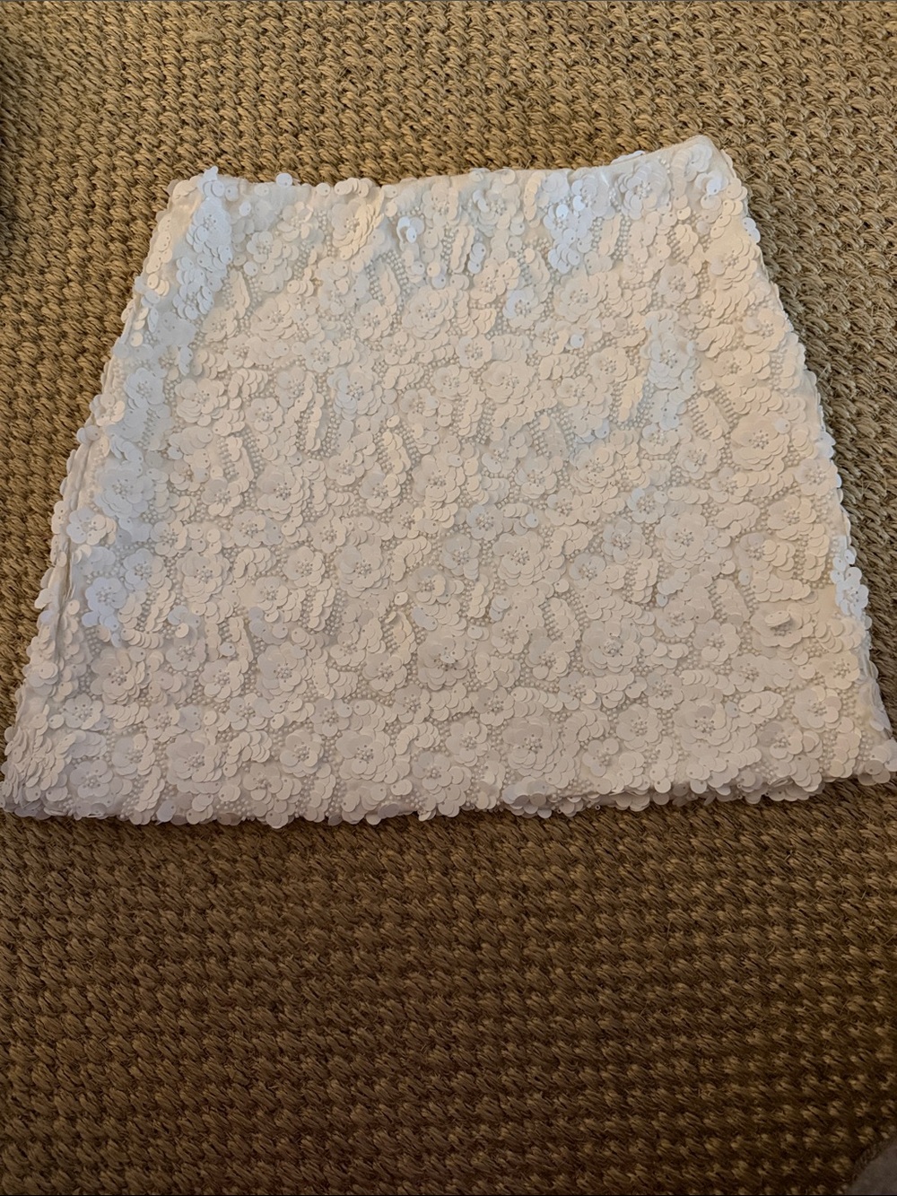 Zara White Floral Sequin Mini Skirt